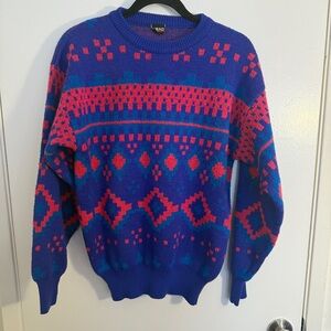 HEAD Men's Purple and Pink Patterned Sweater Medium VTG